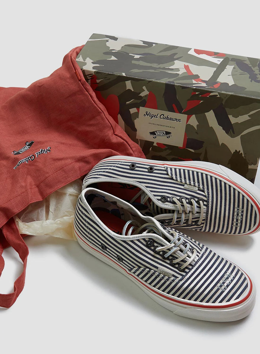 Vans Vault x Nigel Cabourn OG Authentic LX in Stripes Navy 15% off
