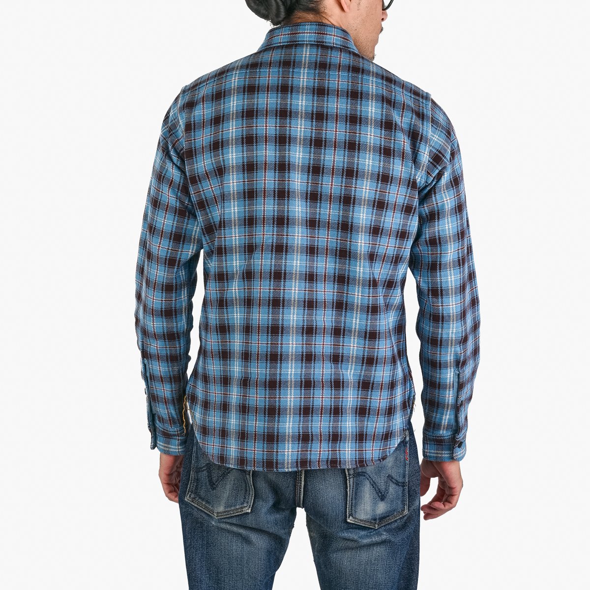 IronHeart Ultra Heavy Flannel Blanket Check Work Shirt - Sax Blue