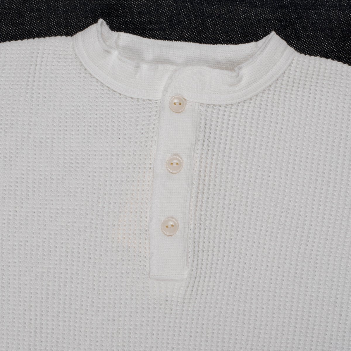IronHeart Waffle Knit Long Sleeved Thermal Henley - White