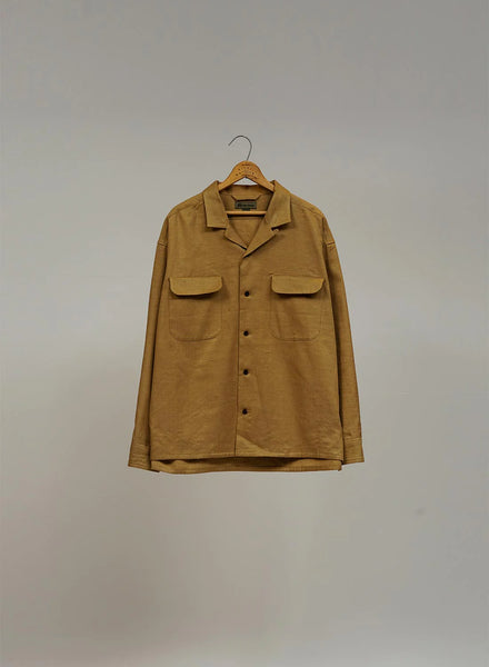 Nigel Cabourn Open Collar Shirt Linen Fleece – Blue Works Vintage