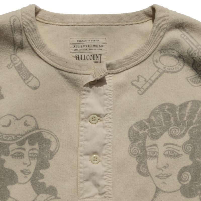 FULLCOUNT Organic Cotton Rib Henley Neck(30th Anniversary Liam Alvy Tatoo Design) 15% off