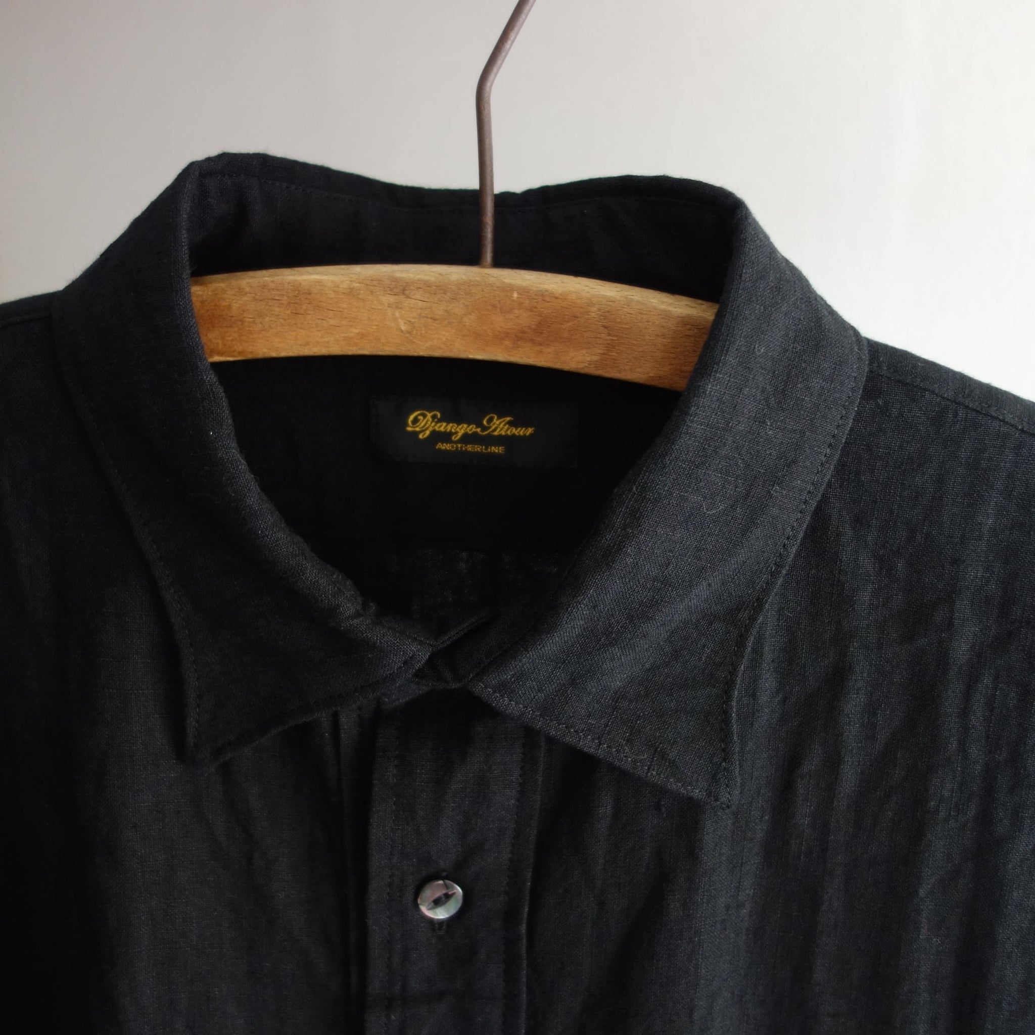 ATELIER GARDENIA classic premium linen tailor shirt / black