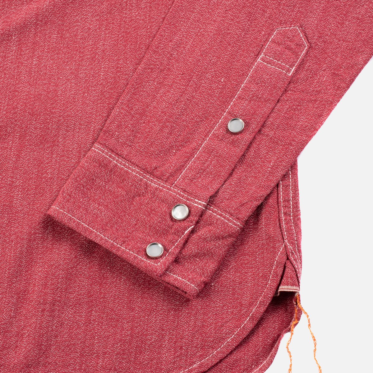 IronHeart 10oz Mock Twist Selvedge Chambray Western Shirt - Red 'The Salt And Cayenne'